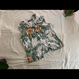 Cropped vintage Hawaiian two palms shirt
